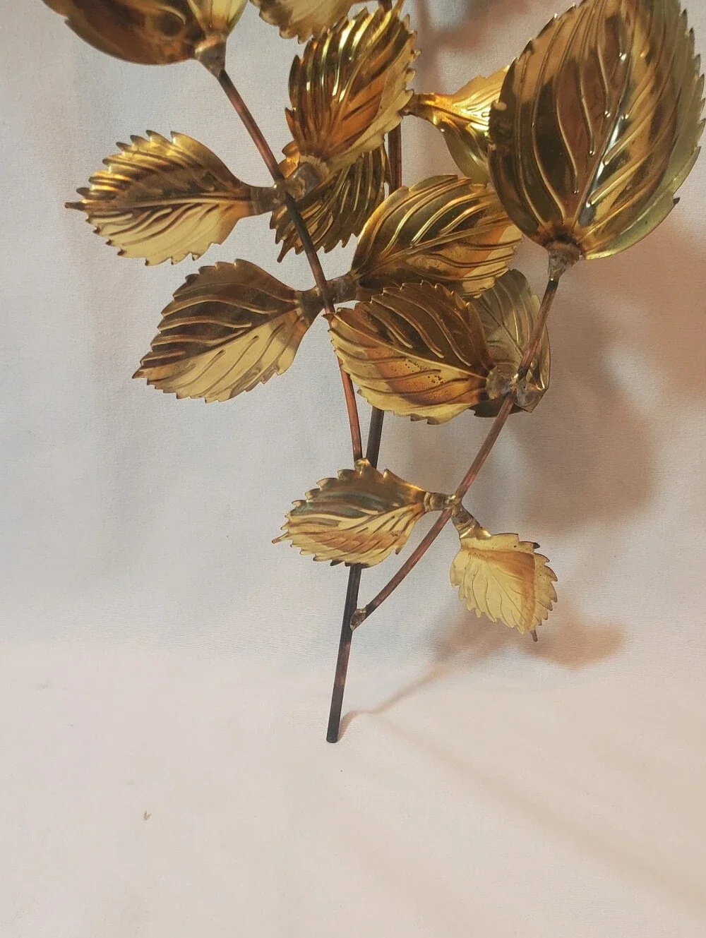 Homco Home Interiors Vtg Brass Gold Birch Leaf Metal Wall Art Branch MCM Retro